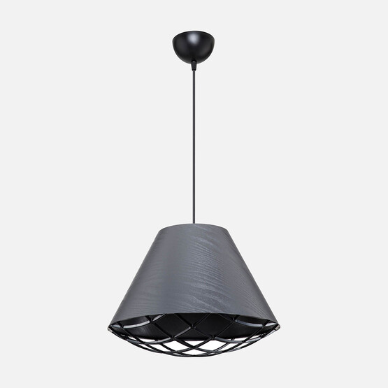 Asz Ayda PVC - Kumaş Kaplama E27 Duy Yuvarlak Tekli Modern Sarkıt Gri  