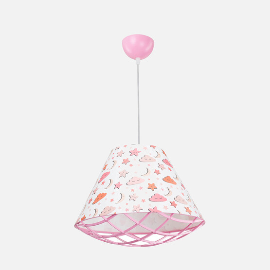 Asz Ayda PVC - Kumaş Kaplama E27 Duy Yuvarlak Tekli Modern Sarkıt Pembe 