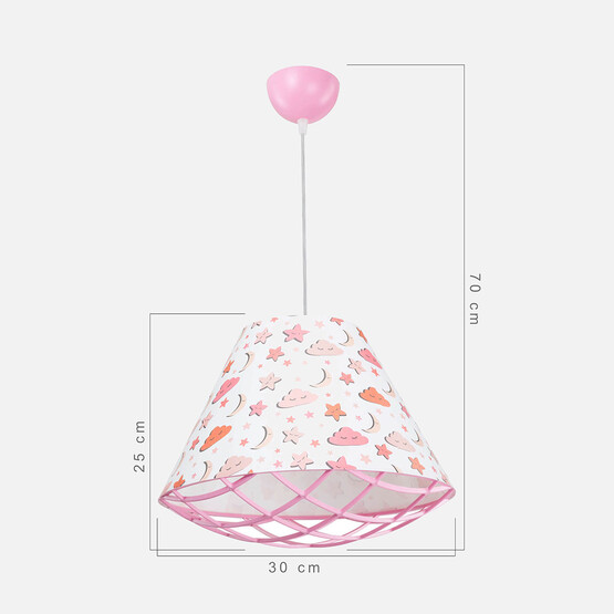 Asz Ayda PVC - Kumaş Kaplama E27 Duy Yuvarlak Tekli Modern Sarkıt Pembe 