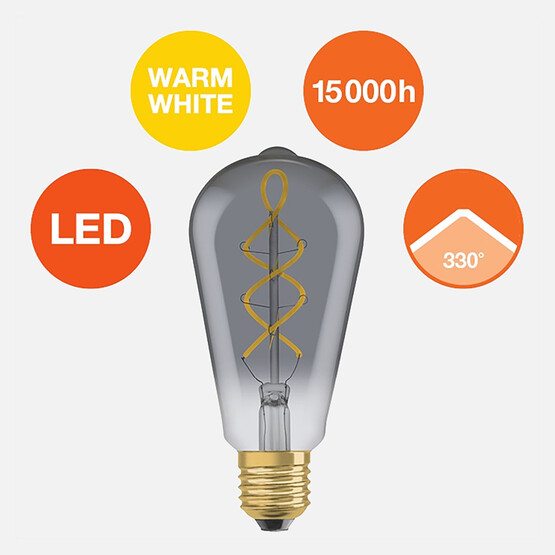 Osram 1906 Led Edison Smoke 5 W Klasik E27 Duy Led Ampul  