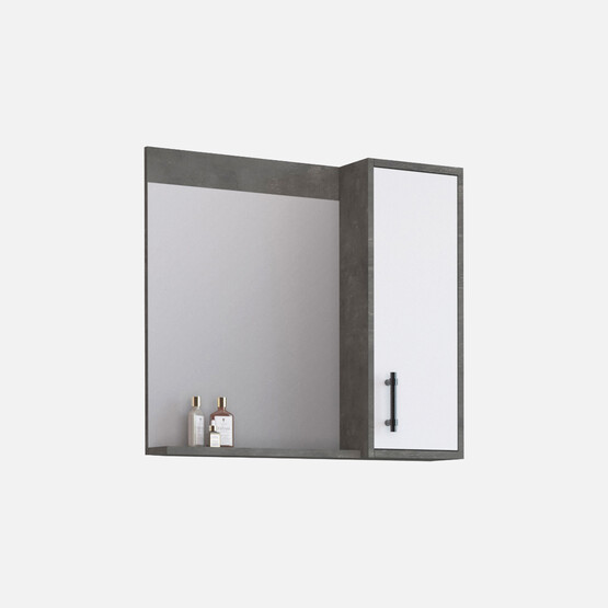 Bonitobagno Iglo Aynalı 70 cm Banyo Dolabı Üst Modül Antrasit-Beyaz
