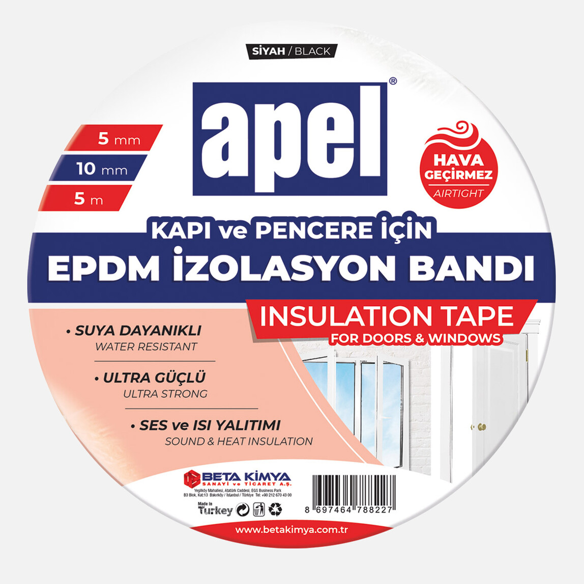    Apel EPDM Bant (Kauçuk Bant) Poşet 5mm x 10mm x 5m Siyah 