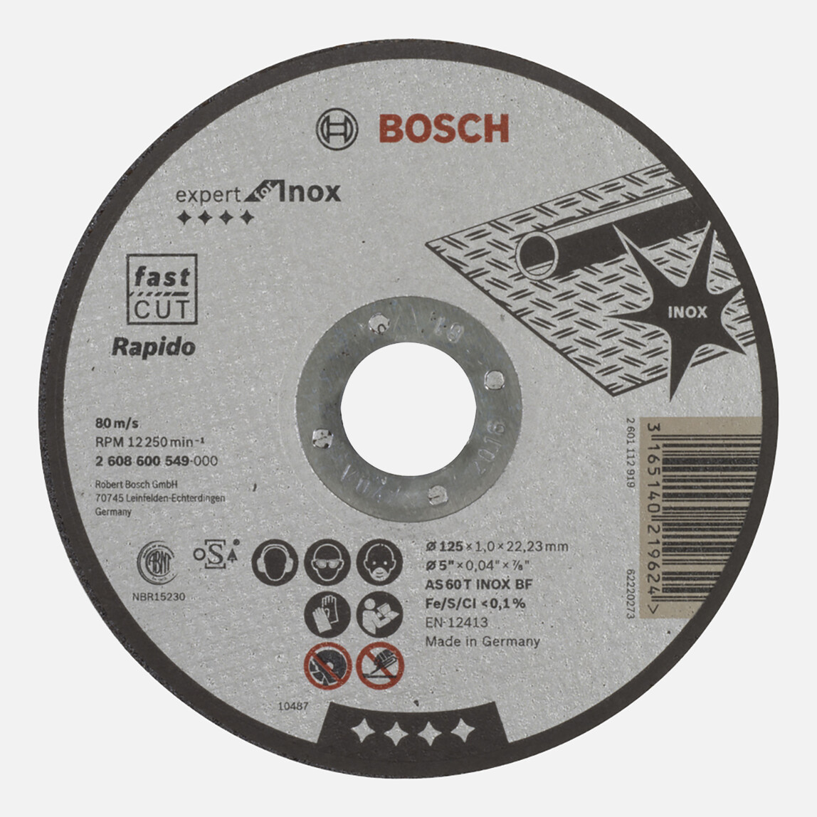    Bosch 125x1,0 mm Expert for Inox Rapido Düz Eksantrik Zımpara  