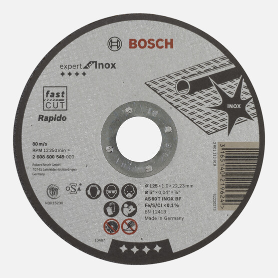 Bosch 125x1,0 mm Expert for Inox Rapido Düz Eksantrik Zımpara 