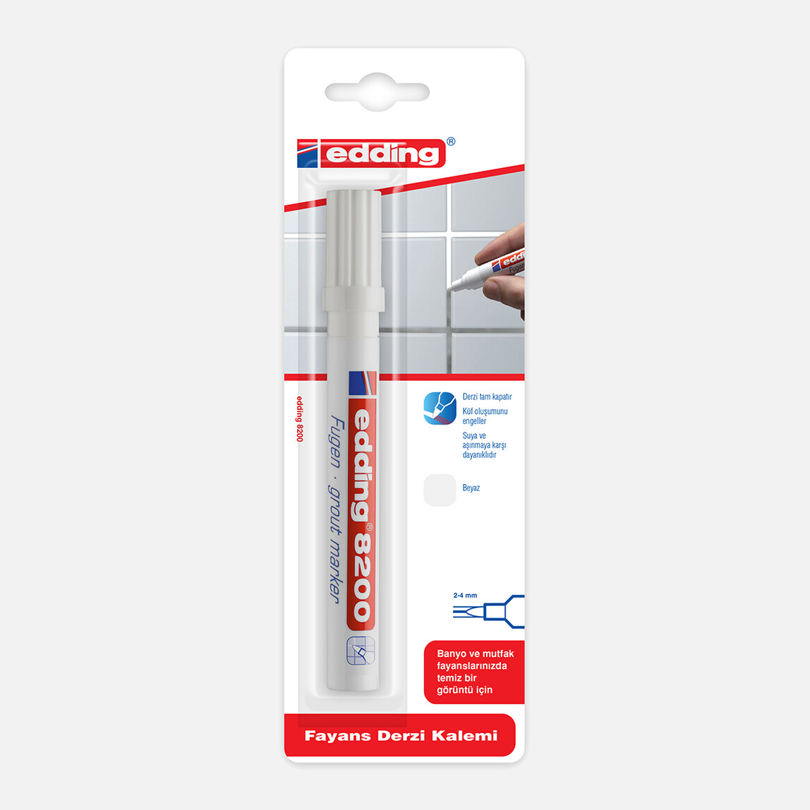    Edding Fayans Derz Kalemi Beyaz  8200 Tekli Blister 