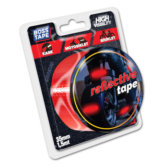 Boss Tape Reklektif Bant Kırmızı 35 mm x 1,5 m