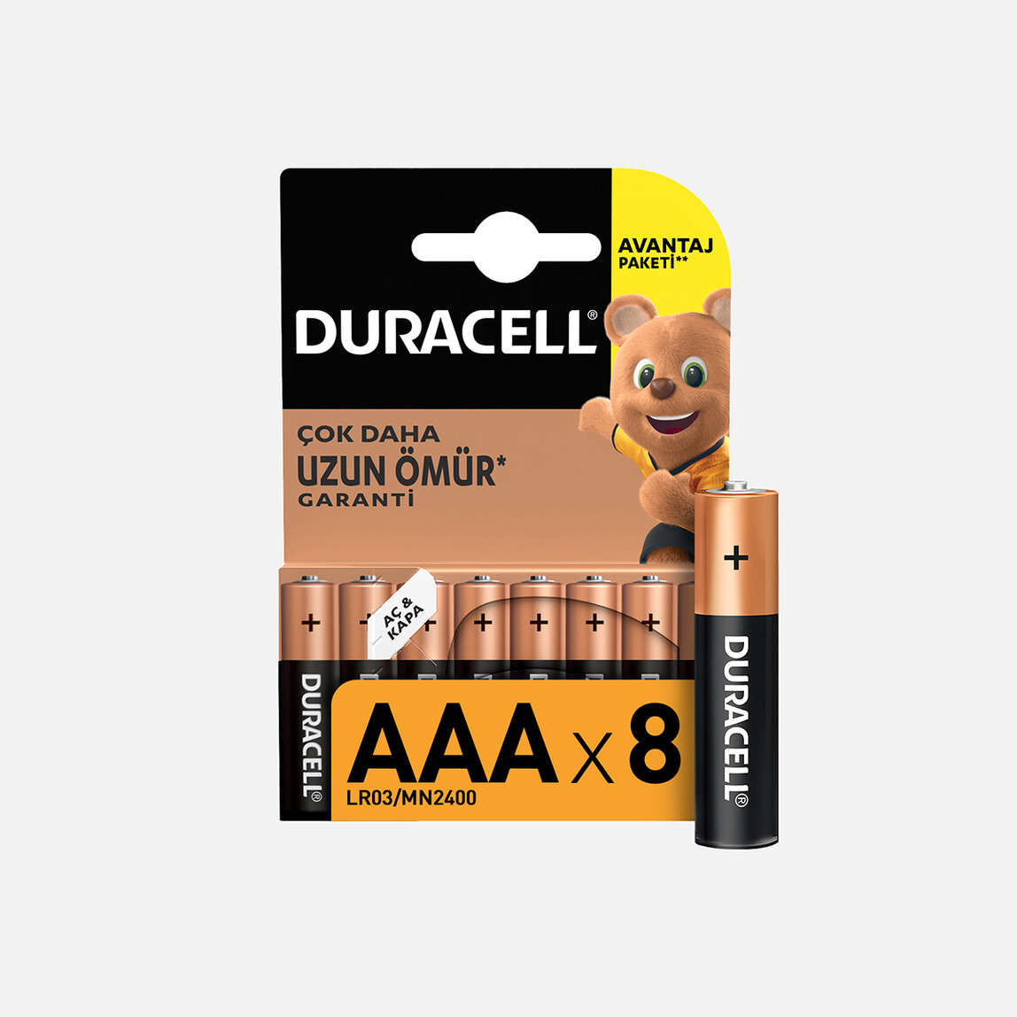    Duracell 8'li Alkalin AAA İnce Kalem Pil  