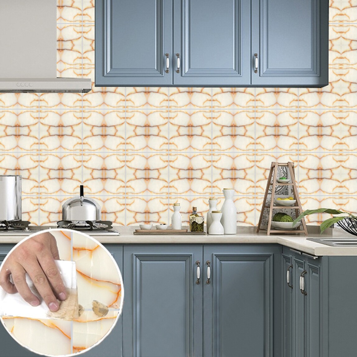    Tink Mermer Desenli Gold 30 x 30 cm Duvar PVC Karo 