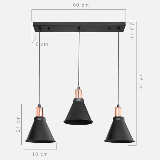 Modelsa Porto Modern 3'lü Metal Sarkıt Avize 