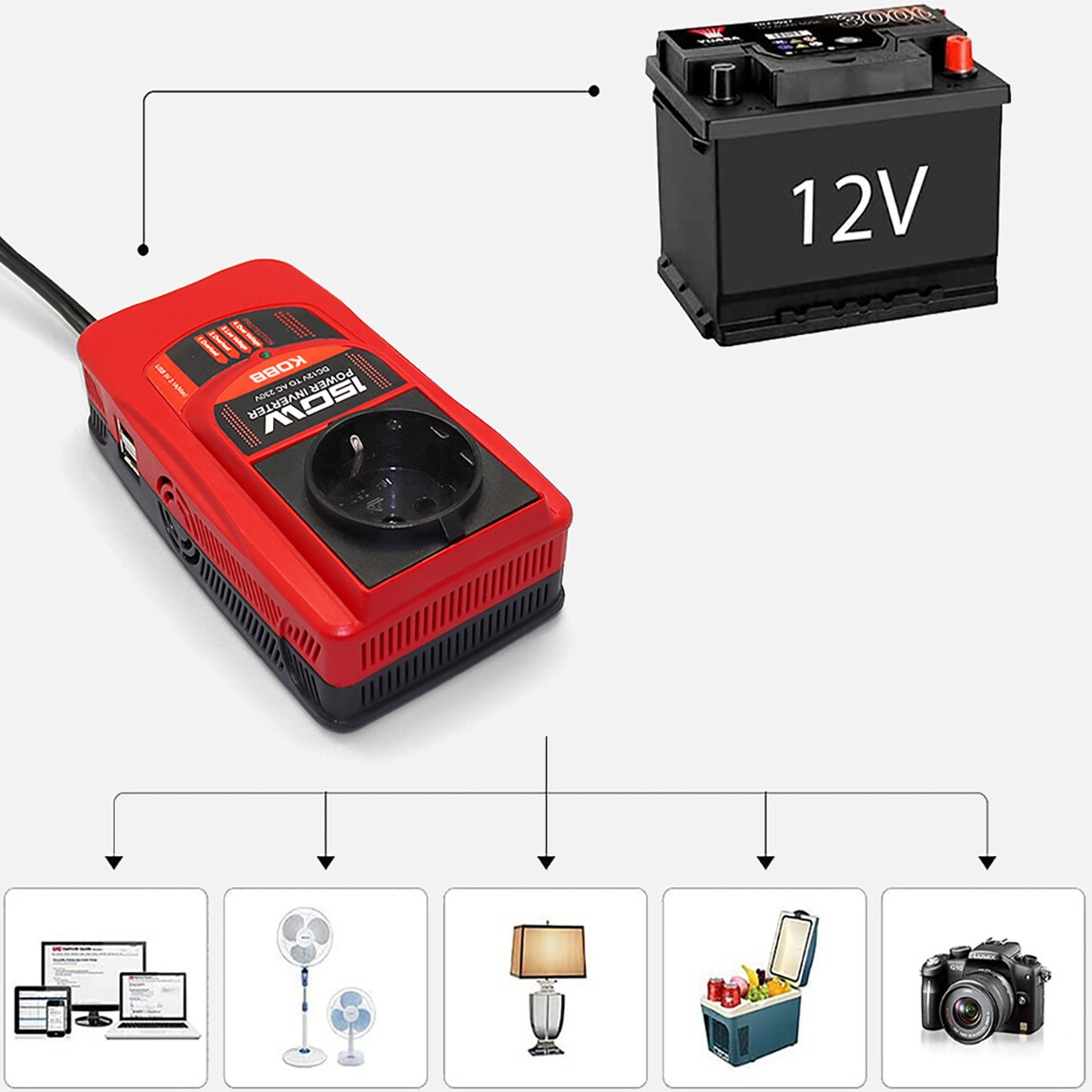    Kobb KBN150 12V/220V 150Watt Modifiye Sinüs Dönüştürücü İnvertör  