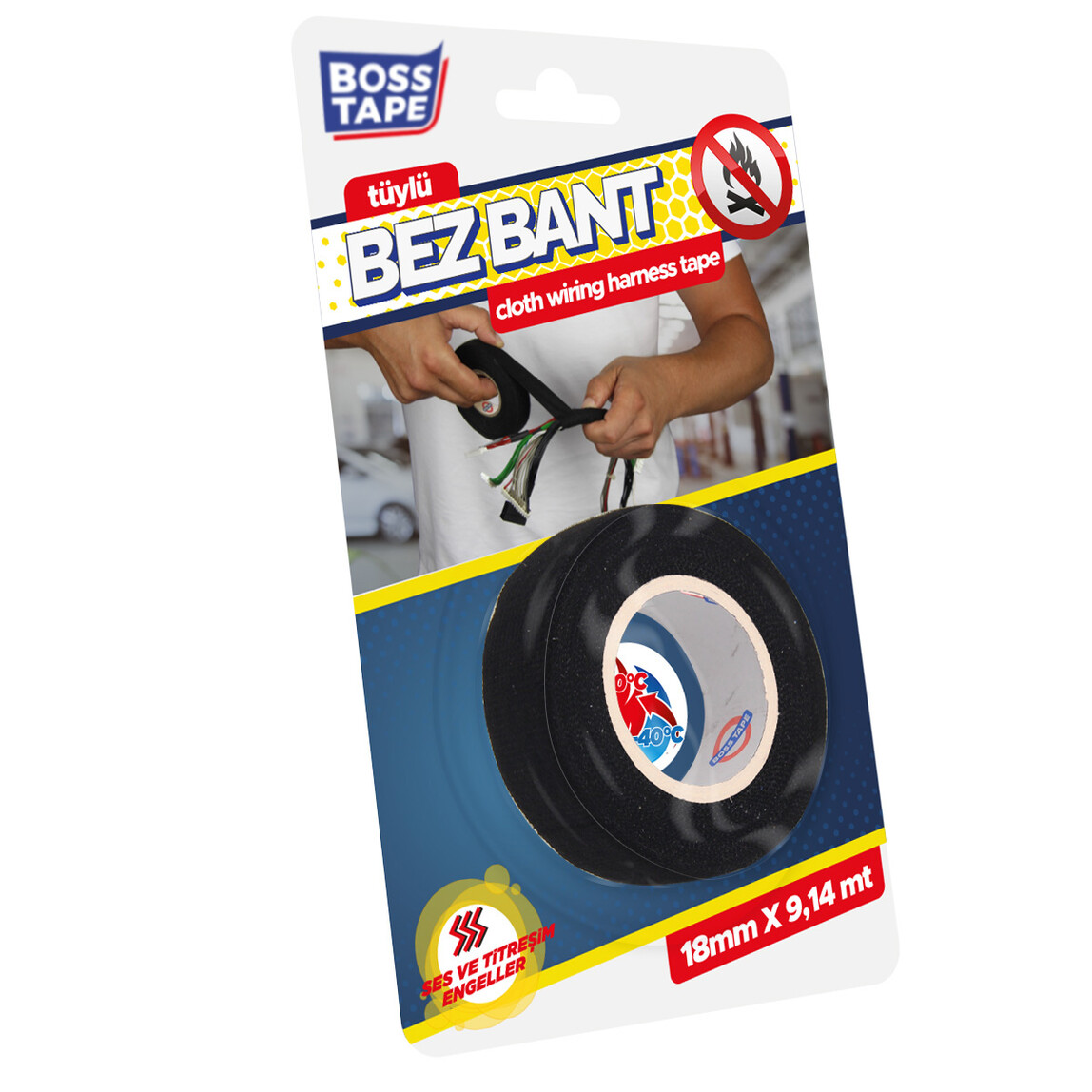   Boss Tape Tüylü Bez Bant Siyah 18 mm x 9,14 mt 