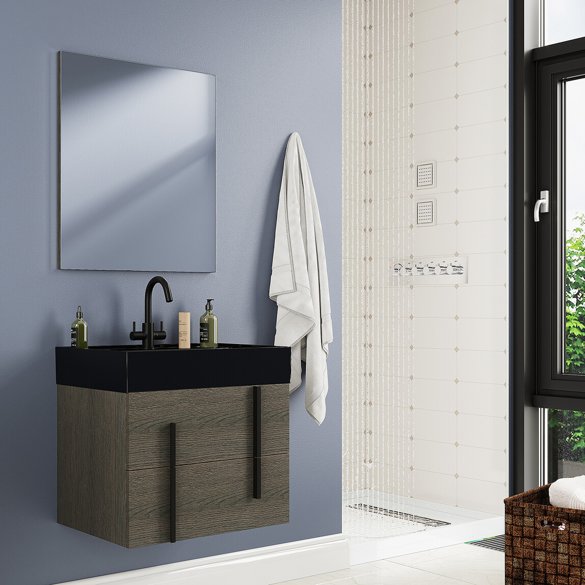    Polka Vino Ceviz 60 cm Alt Banyo Dolabı 