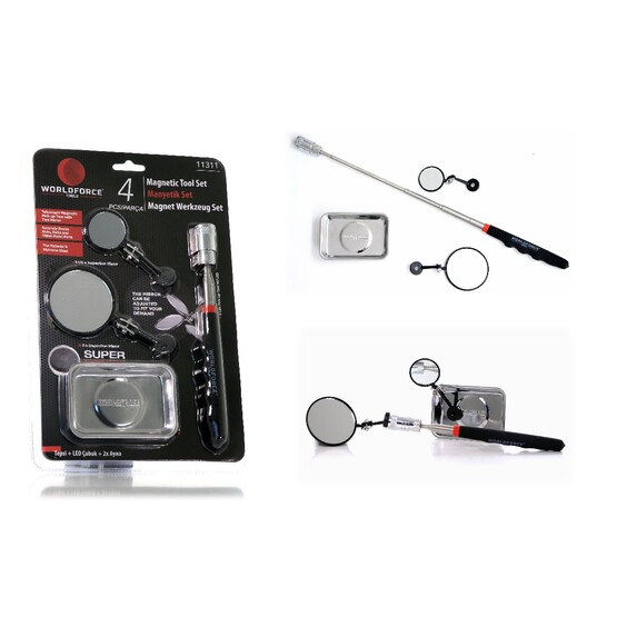 Worldforce Manyetik Set 4'lü (Tepsi + LED Çubuk + 2x Ayna) - 11311 