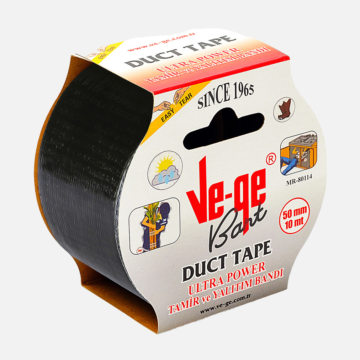    Vege Duck Tape Tamir Bandı Siyah 50 mm x 10 m 