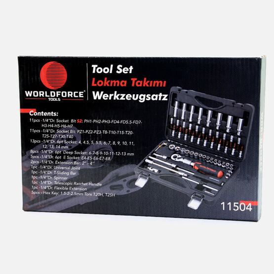 Worldforce Lokma Takımı 60 Parça S-Ultra 1/4'' Uzatmalı Cırcır - 11504 