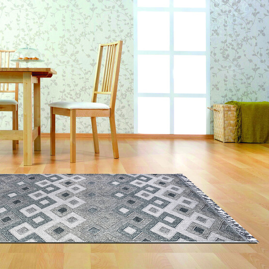 Crea Natura Geometrik Desen Bukle Modern Halı 80x300 cm