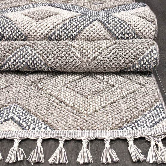 Crea Natura Geometrik Desen Bukle Modern Halı 80x300 cm