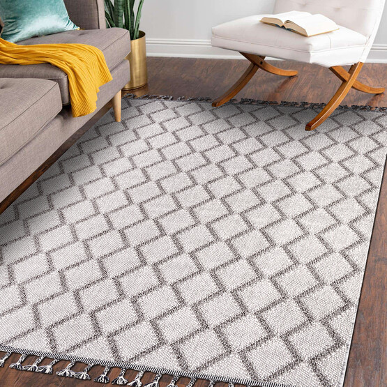 Crea Natura Geometrik Desen Bukle Modern Halı 160x230 cm