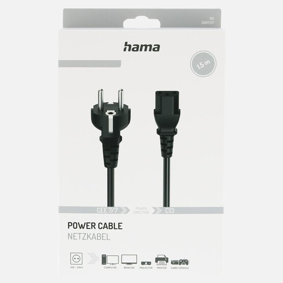 Hama Universal Güç Kablosu Siyah 1,5m 