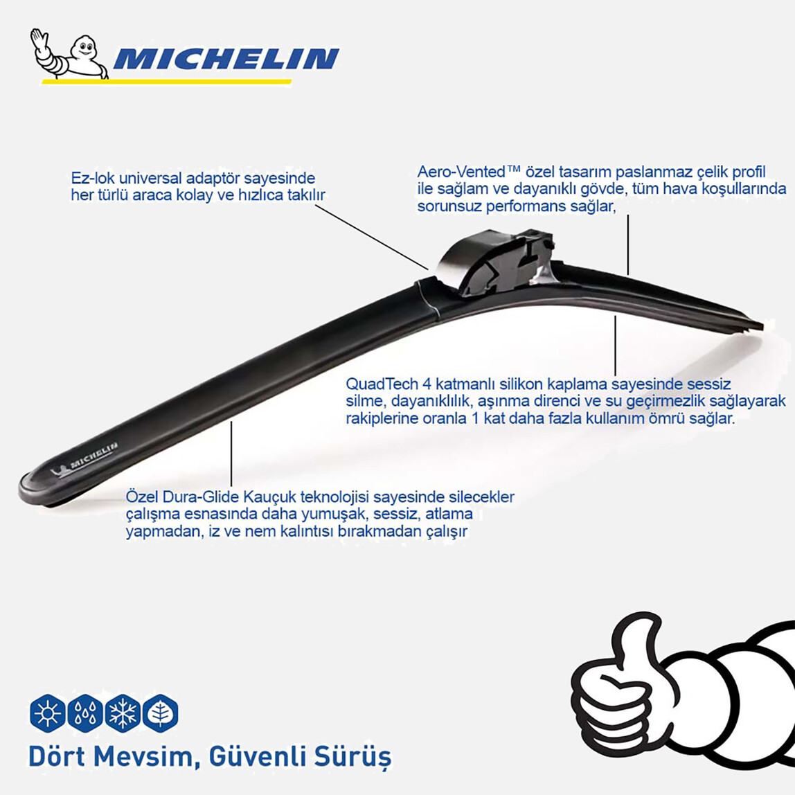    Michelin Multifit MC33917 48 cm 1 Adet Universal Muz Tipi Silecek  