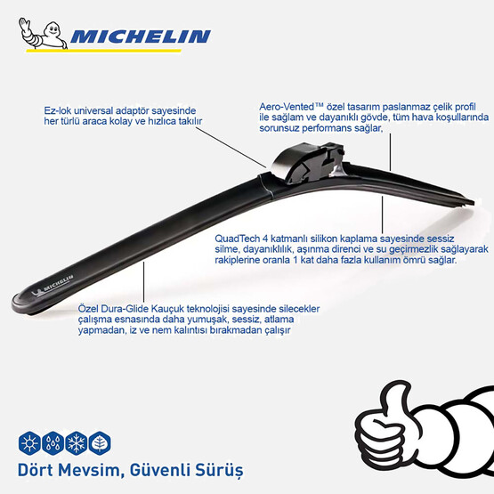 Michelin Multifit MC33917 48 cm 1 Adet Universal Muz Tipi Silecek 