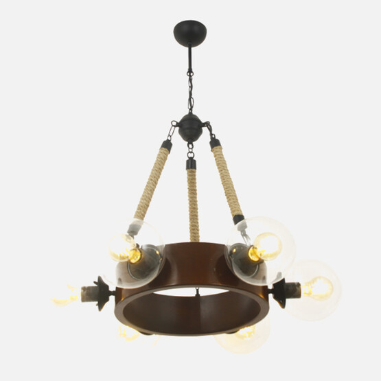 Taşcan Aydınlatma Lily Modern 6'lı Ahşap Yuvarlak Klasik Avize 