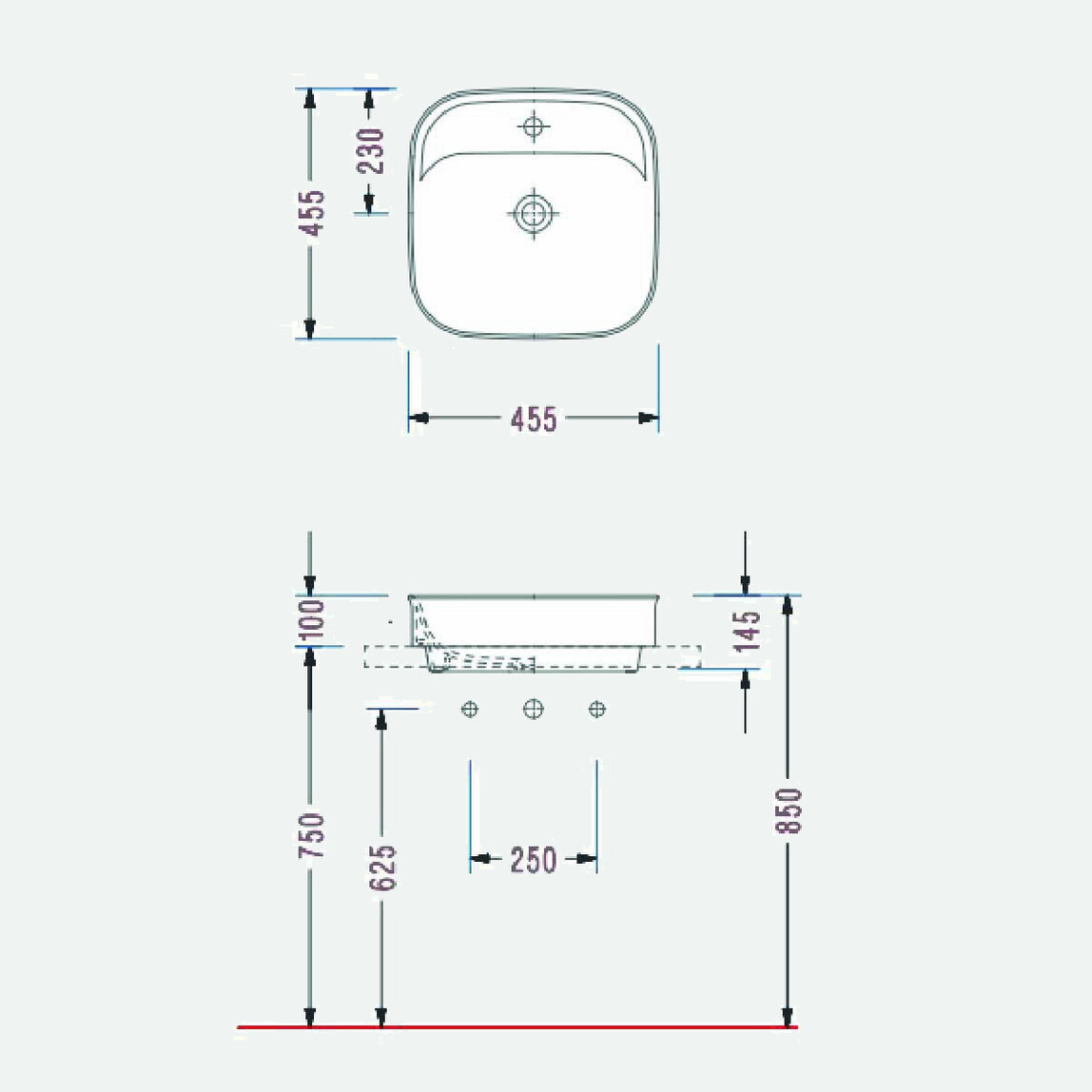    Serel Kare Lavabo 46x14,5 cm 