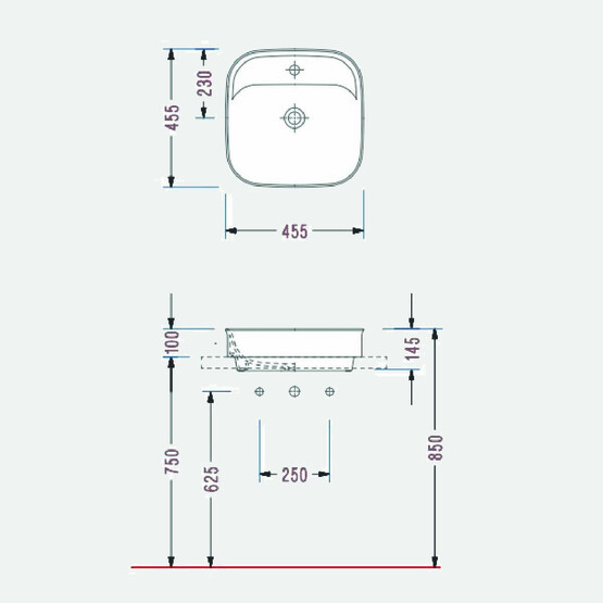 Serel Kare Lavabo 46x14,5 cm