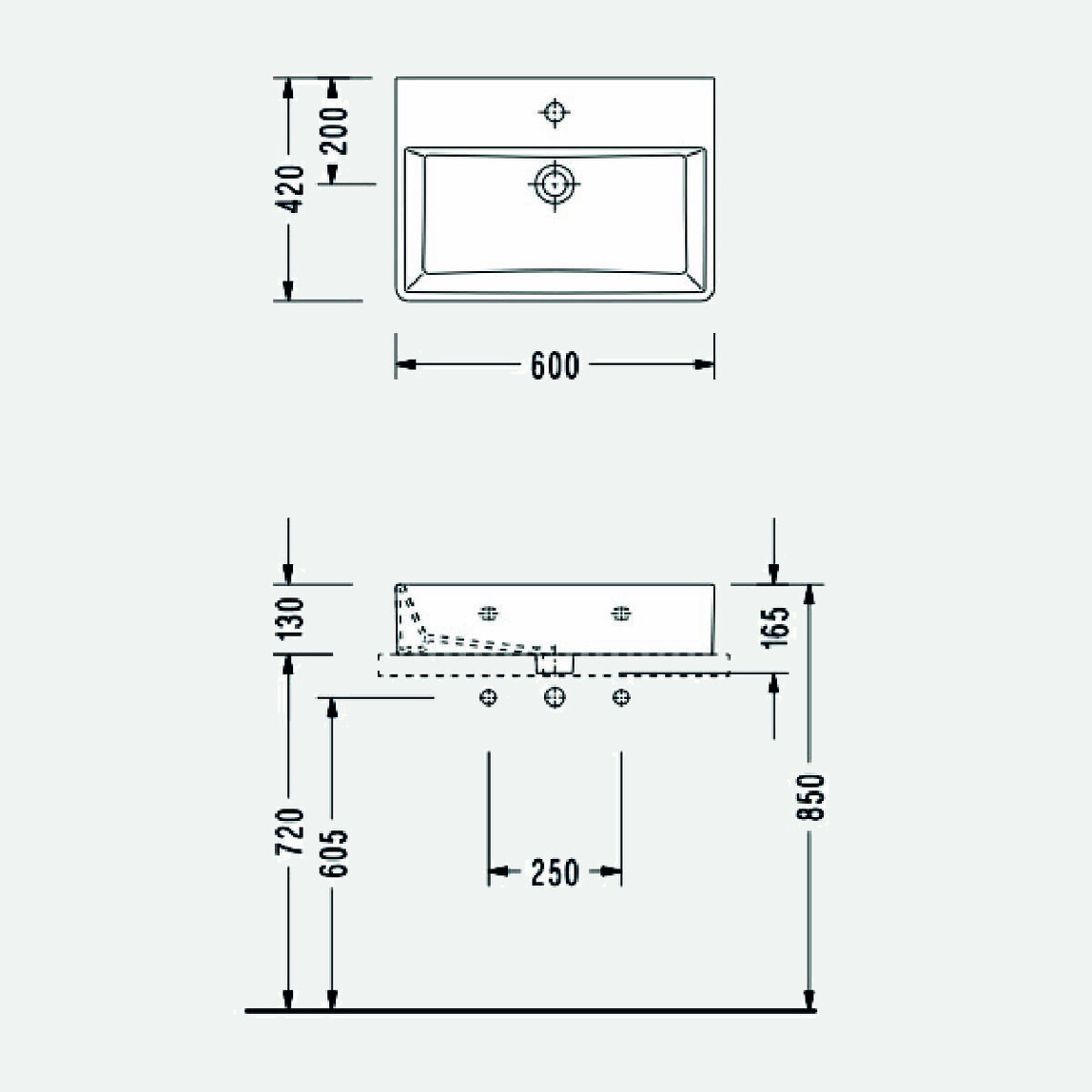    Serel Minimal Dikdörtgen Lavabo 42x60 cm 