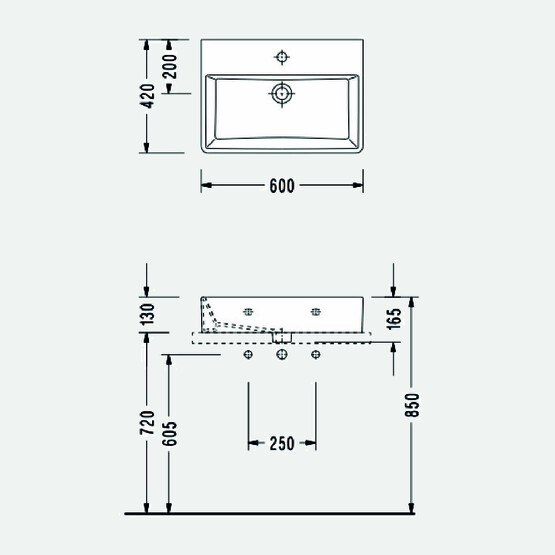 Serel Minimal Dikdörtgen Lavabo 42x60 cm