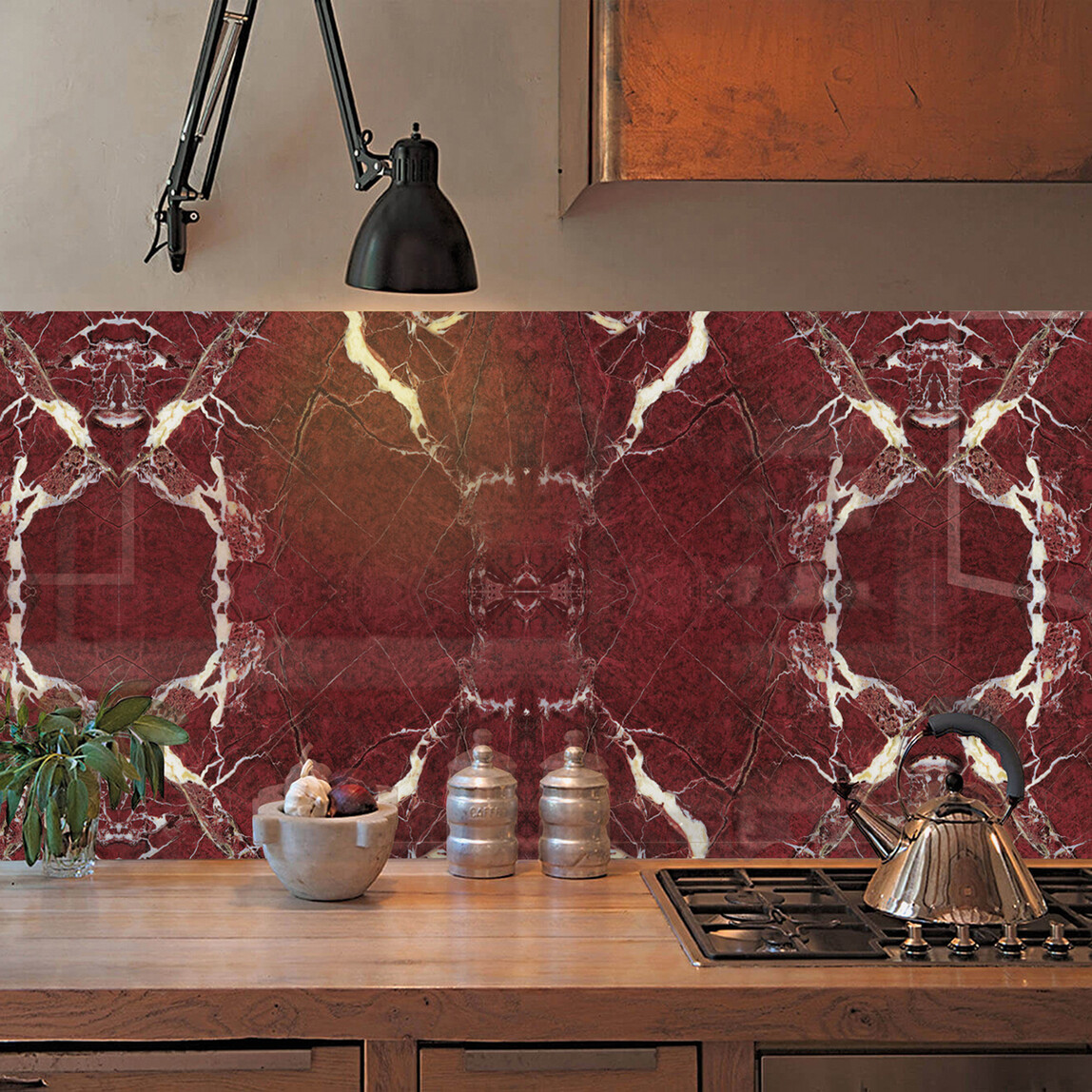    Tink Panel Bulut Desenli Bordo 41 x 62 cm Duvar Panel PVC Karo 