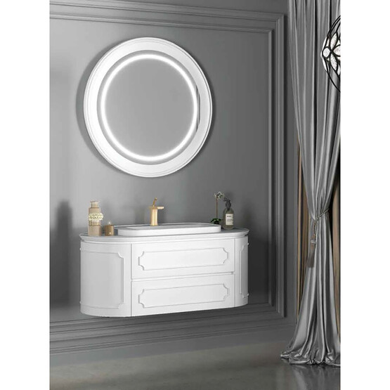 Gold Banyo Armani Aynalı 110 cm Takım Banyo Dolabı Beyaz