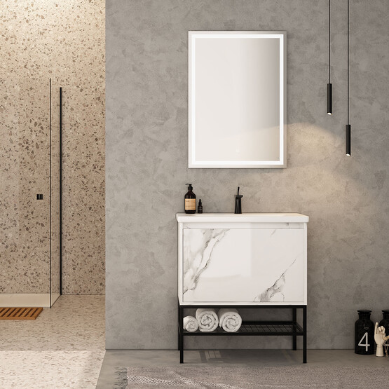 Gold Banyo Milano Aynalı 80 cm Takım Banyo Dolabı Beyaz