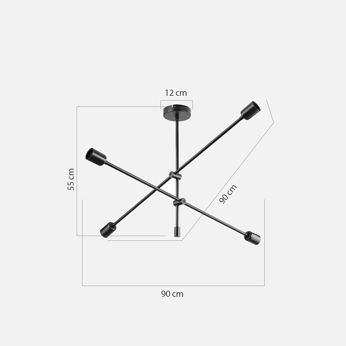    Ark Siyah Metal 4'lü Geometrik Avize 