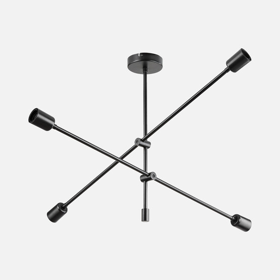 Ark Siyah Metal 4'lü Geometrik Avize