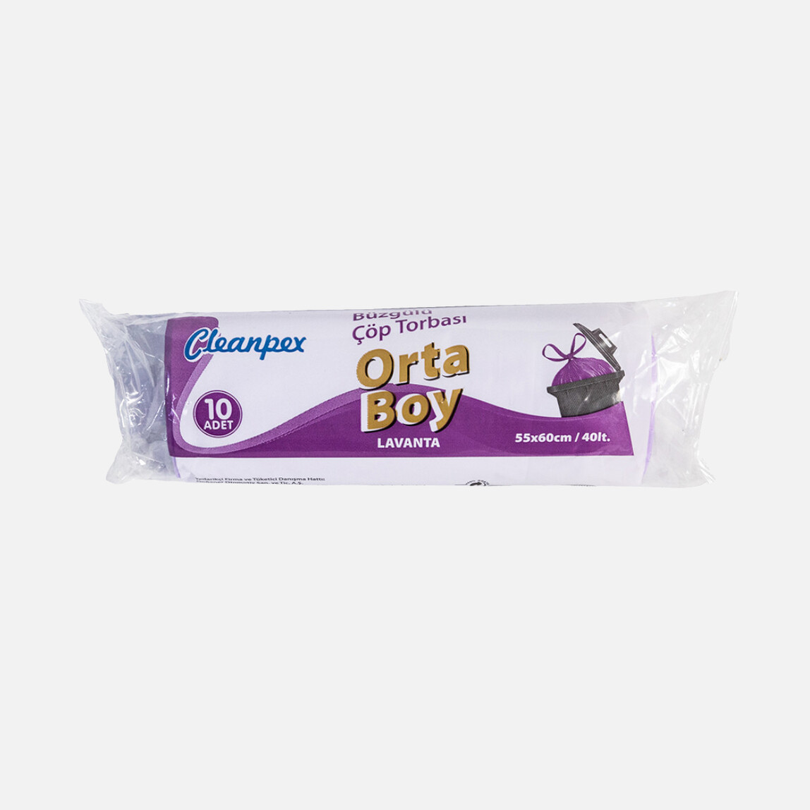    Cleanpex Büzgülü Çöp Torbası Orta Boy 10 Adet 55x60cm  