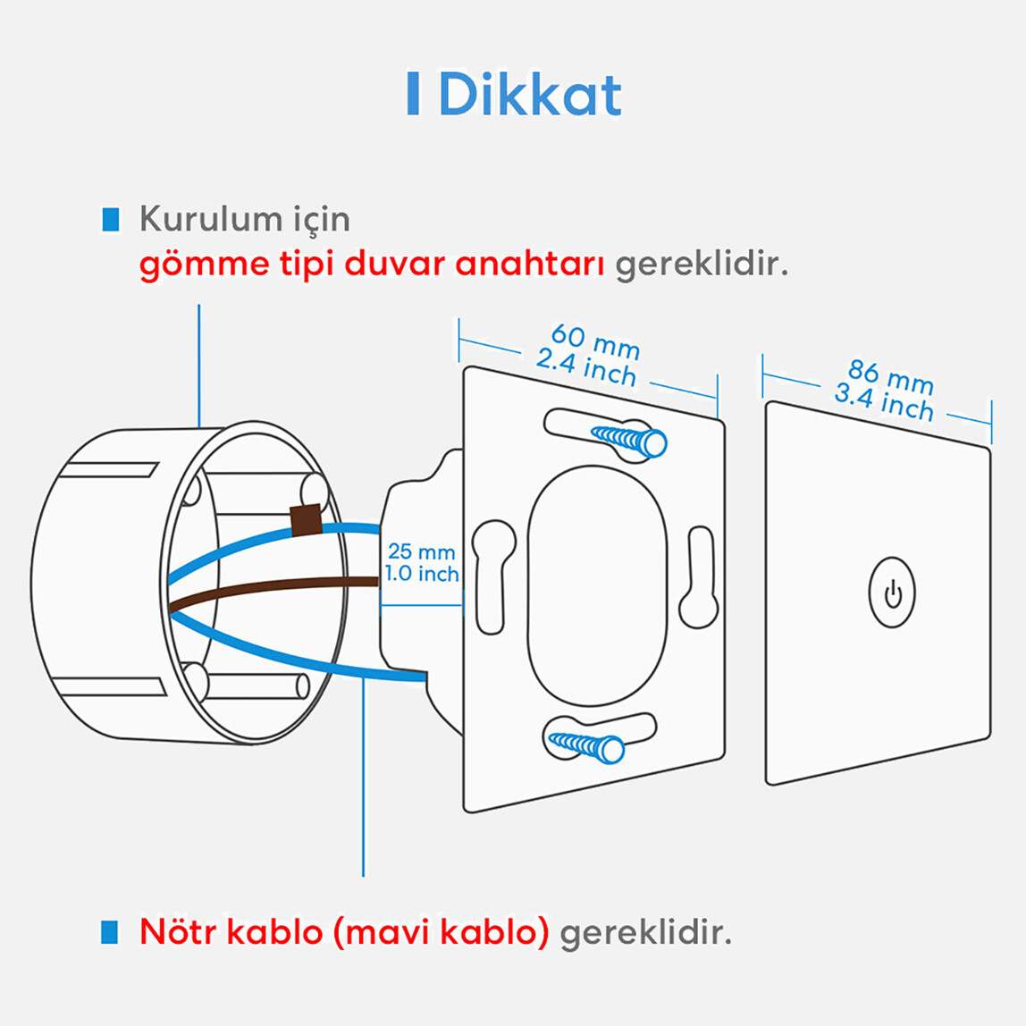    Meross Akıllı Anahtar Dokunmatik Tek Yön  