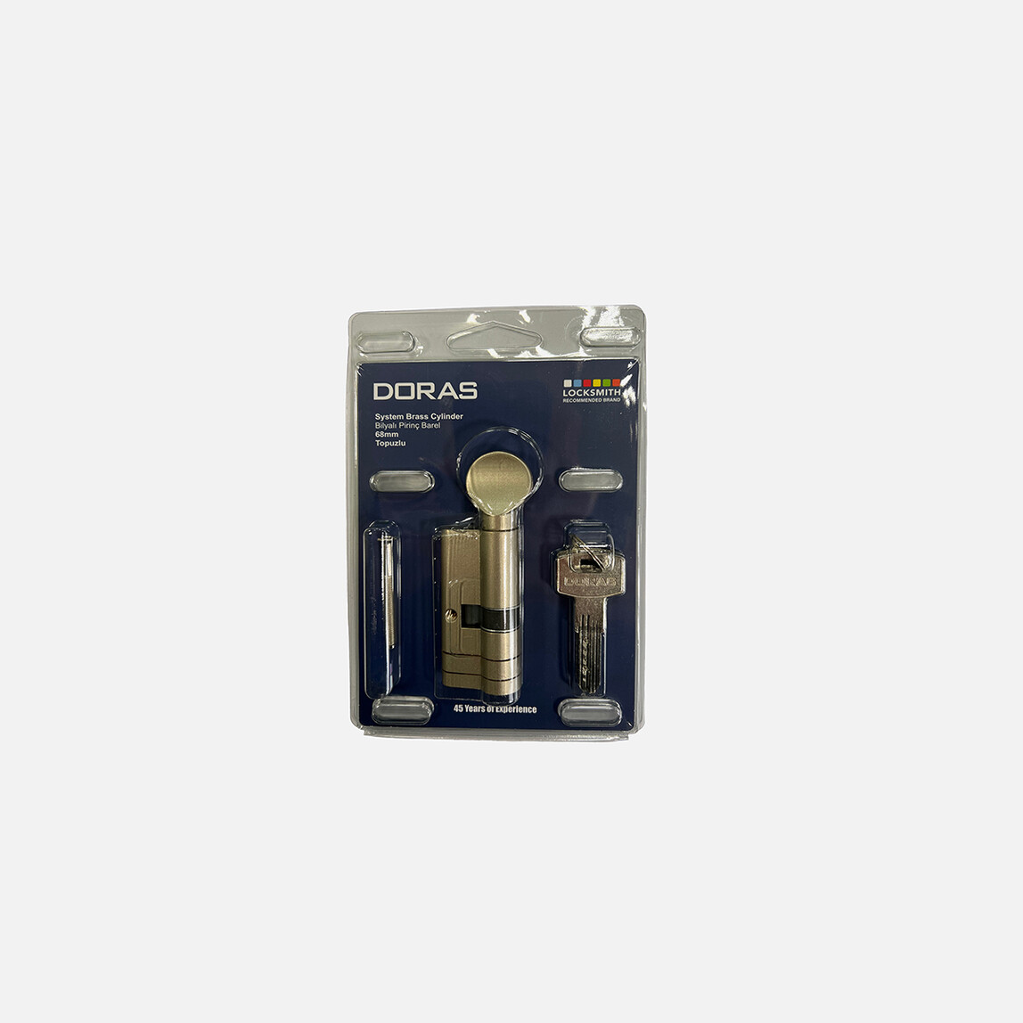    Doras Topuzlu Pirinç Barel 68mm Saten Bilyalı Mandallı Çift Tuzak  
