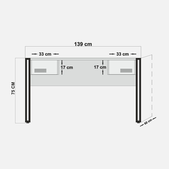 Lar İndustrial Metal Çekmeceli Çalışma Masası Açık Kahverengi 