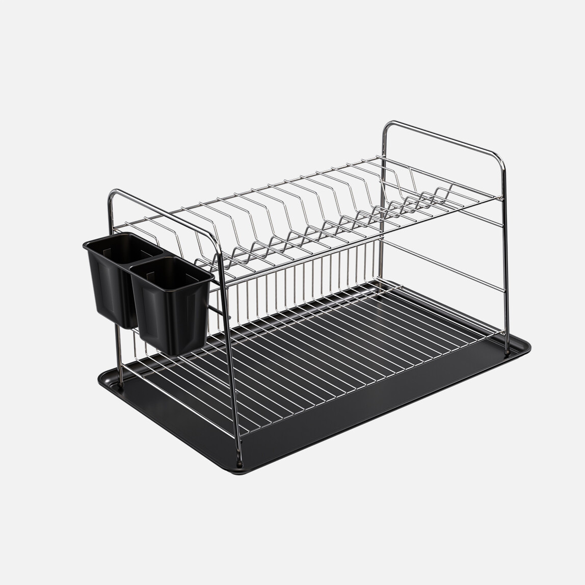    Metaltex Dikdörtgen 2 Katlı Tablalı 45x30x28 cm Krom Bulaşıklık 