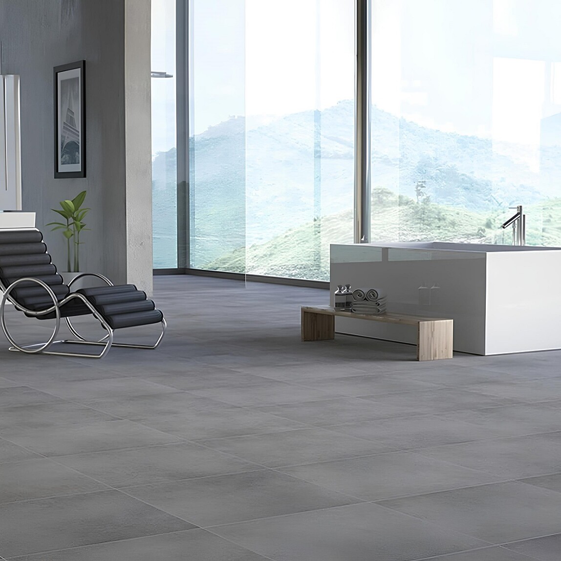    Çanakkale Seramik Alesta Sırlı Granit Karo Antrasit 60 x 60cm 1,44 m2 