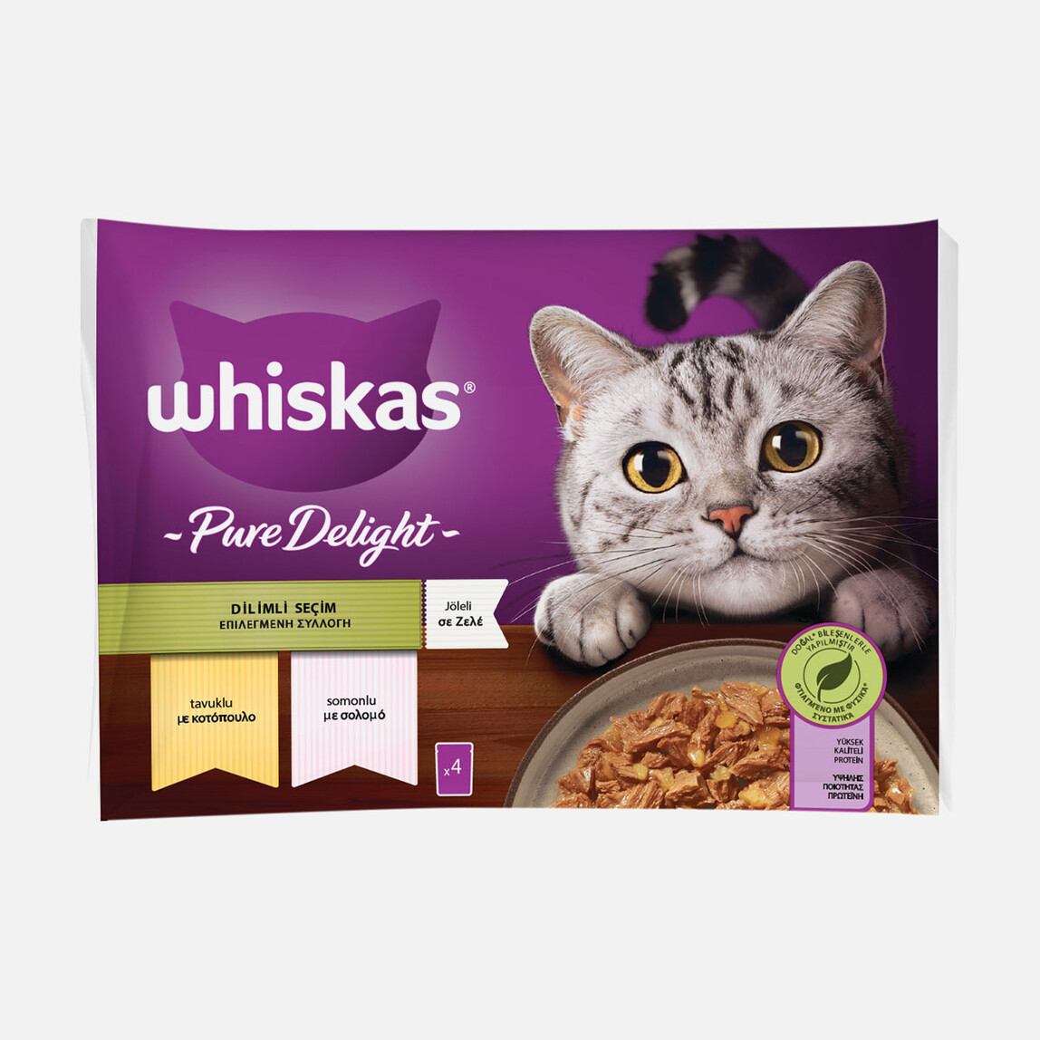    Whiskas Pure Delight Dilimli Seçim Tavuklu ve Somonlu Poşet Yaş Mama 340g  