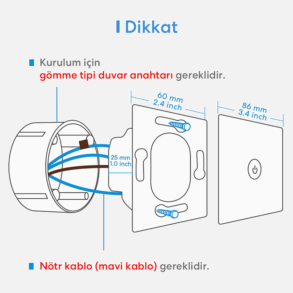    Meross Akıllı Anahtar Dokunmatik Çift Yön  