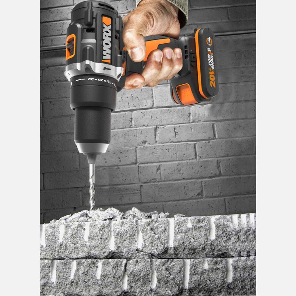    Worx WX352 20 V 2 Ah Çift Akülü Li-ion Darbeli Akülü Matkap   