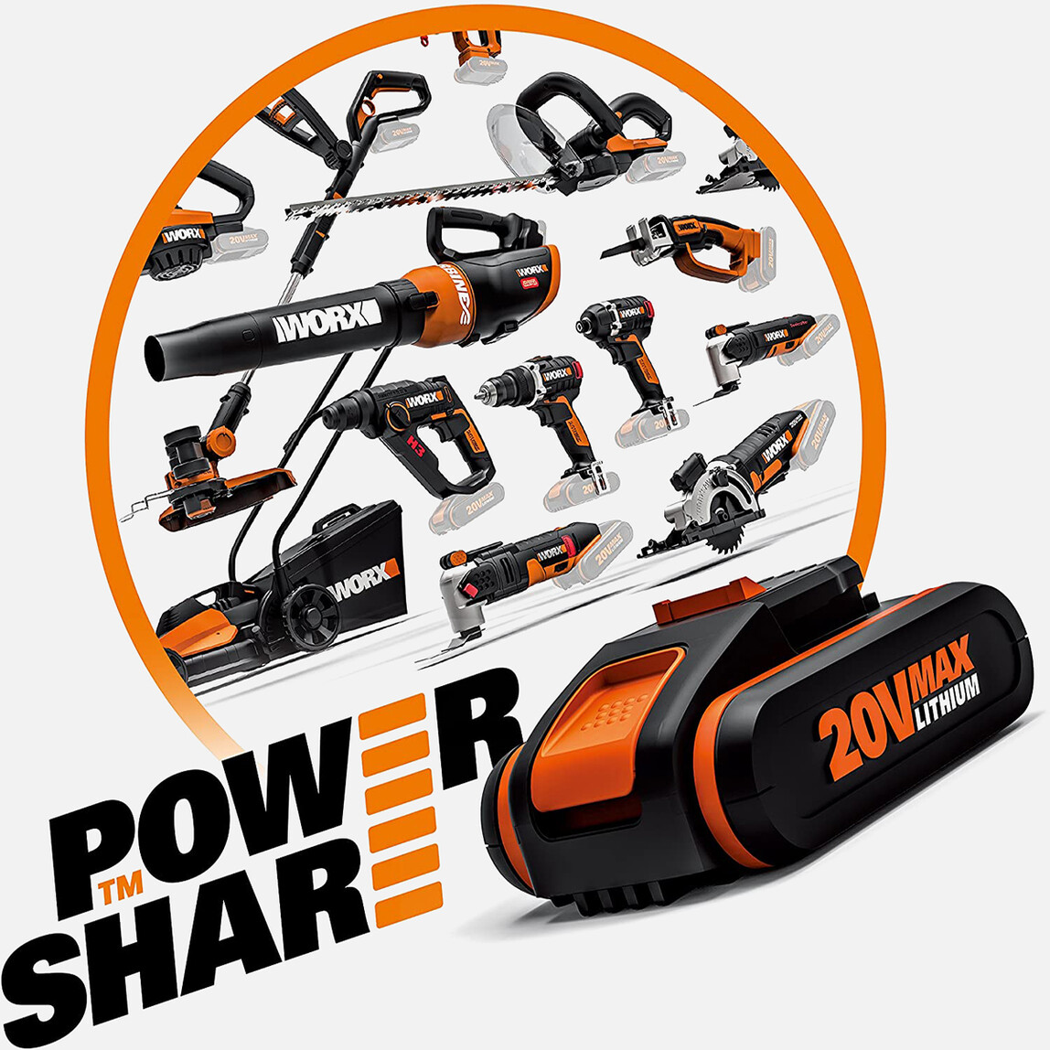    Worx WX380 20 V Çift Akülü Profesyonel Pnömatik Kırıcı Delici   