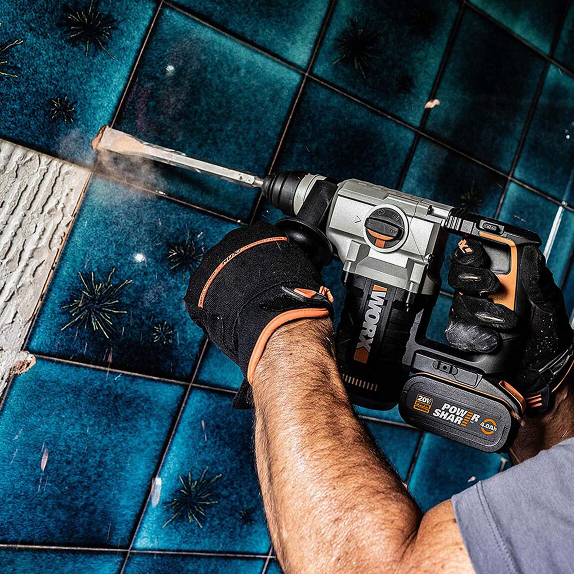    Worx WX380 20 V Çift Akülü Profesyonel Pnömatik Kırıcı Delici   