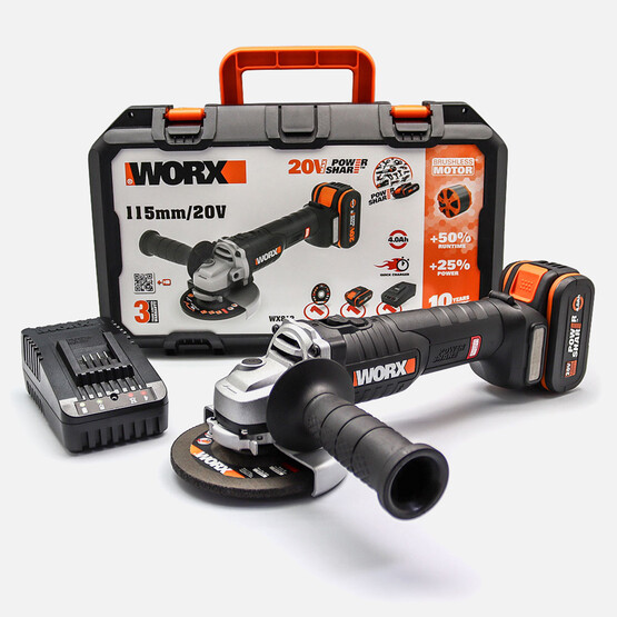 WORX WX813 115 mm Akülü Profesyonel Avuç Taşlama Makinesi 