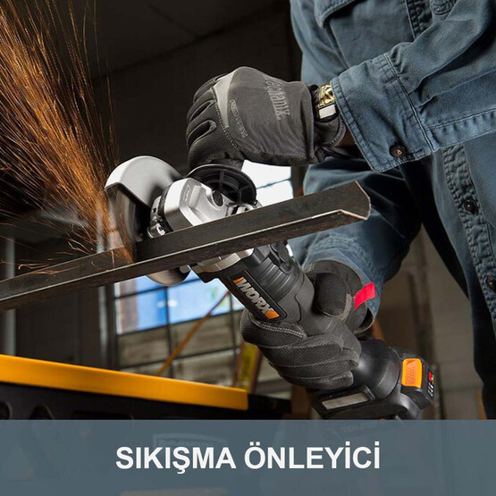 WORX WX813 115 mm Akülü Profesyonel Avuç Taşlama Makinesi 