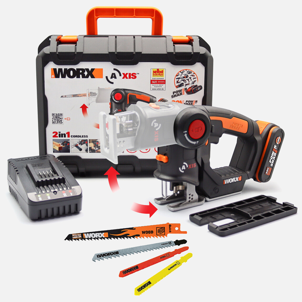    WORX WX550 20Volt 2.0Ah. Li-ion Profesyonel Dekupaj ve Tilki Kuyruğu Testere  