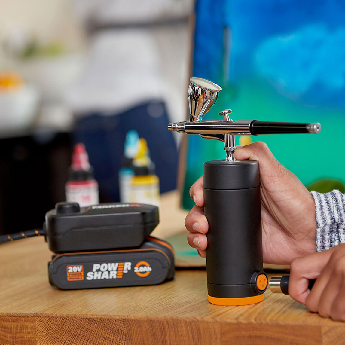    WORX WX742.9 MAKERX 20Volt Profesyonel Mini Air Brush Boya Tabancası (Akü Dahil Değildir)  